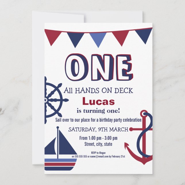 Invitation nautique pour le premier anniversaire d (Devant)