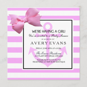 Invitation Nautique rougissent l'Ancre rose que c'est un baby