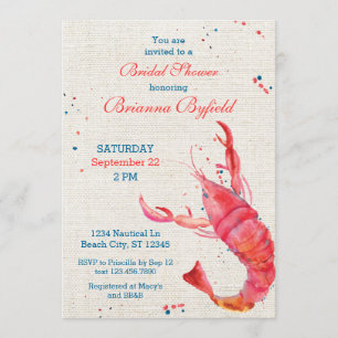 Invitation nautique Rustique Homard nuptiale douch