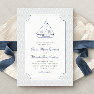 Invitation Nautique Sailboat minimaliste Preppy Mariage
