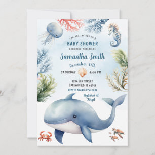 Invitation Nautique sous la mer Baby shower Océan Animaux