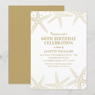 Invitation Nautique Starfish Beach Adulte 60e Anniversaire