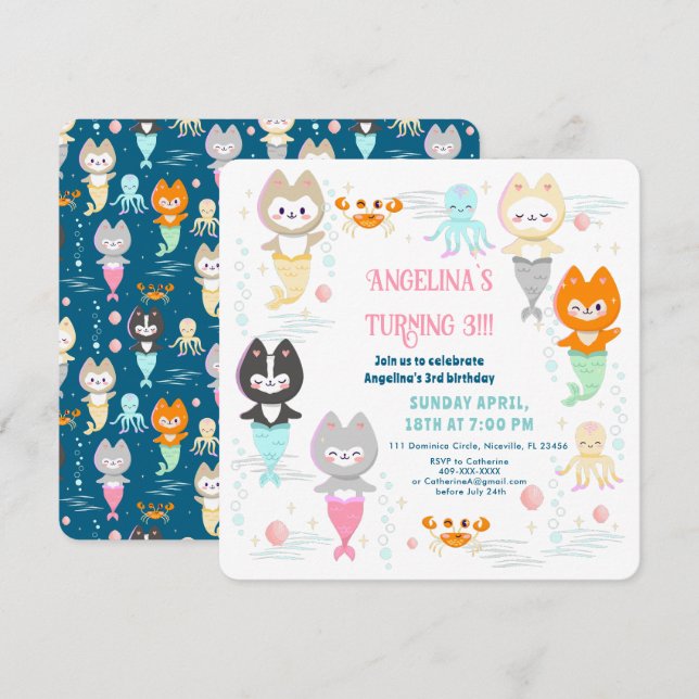 Invitation Nautique Thème Anniversaire. (Devant / Derrière)