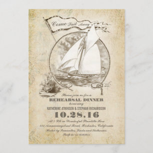 Invitation nautique vintage de dîner de répétition