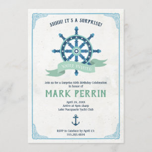 Invitation Nautique vintage fête d'anniversaire