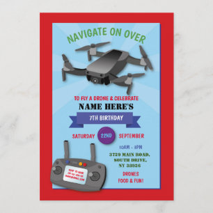Invitation Naviguer Drone Anniversaire de la fête Voler au-de