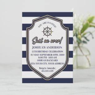 Invitation Naviguez avec joie ! Thème nautique pour anniversa