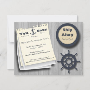 Invitation Navire Ahoy Girl Ou Garçon Baby shower Nautique In