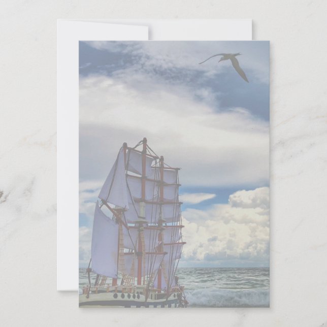 Invitation Navire en mer - Opacité inférieure (Devant)