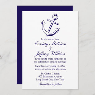 Invitation Navire nautique Marine Ancre Blue Mariage Sailor