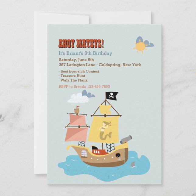 Invitation Navire Pirate (Devant)