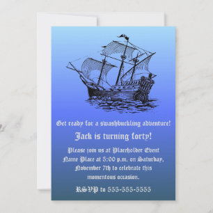 Invitation Navire pirate pour les 40 ans du capitaine - Mer b