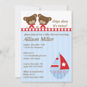 Invitation Navires Ahoy C'est le Baby shower de TWIN
