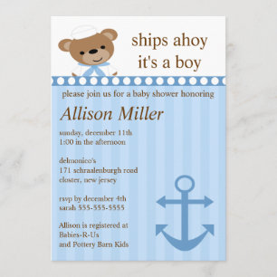 Invitation Navires Ahoy Nautical Boy Baby shower
