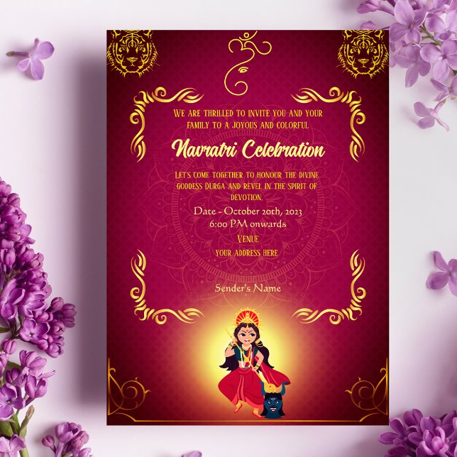 Invitation Navratri Durga Puja Célébration D'Éléments D'Or En (Créateur téléchargé)