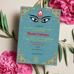 Invitation Navratri Durga Puja Célébration d'éléments dorés