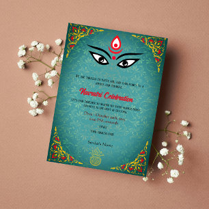 Invitation Navratri Durga Puja Célébration d'éléments dorés