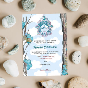 Invitation Navratri Durga Puja Célébration du papillon bleu c