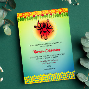 Invitation Navratri Durga Puja Célébration Florale