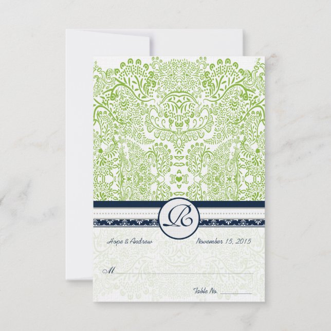 Invitation Navy Apple Green do-it-yourself Pliage Tente Plaqu (Dos)