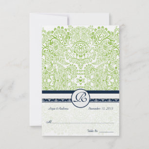 Invitation Navy Apple Green do-it-yourself Pliage Tente Plaqu