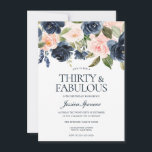 Invitation Navy Blue Blush rose Floral 30e fête d'anniversair<br><div class="desc">Navy Blue Blush Pink Floral 30th Birthday Party Invitation Voir la collection correspondante à Niche et Nest Store Nous avons aussi beaucoup d'autres Invitation et collections.</div>