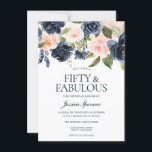 Invitation Navy Blue Blush rose Floral 50e fête d'anniversair<br><div class="desc">Navy Blue Blush rose Floral 50e anniversaire Invitation Belle Fleurs modernes parfaites pour toutes les saisons. Printemps,  été,  automne ou hiver Voir la collection correspondante à Niche et Nest Store Nous avons aussi beaucoup d'autres Invitation et collections.</div>