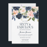 Invitation Navy Blue Blush rose Floral 60e fête d'anniversair<br><div class="desc">Navy Blue Blush rose Floral 60e anniversaire Invitation Belle Fleurs modernes parfaites pour toutes les saisons. Printemps,  été,  automne ou hiver Voir la collection correspondante à Niche et Nest Store Nous avons aussi beaucoup d'autres Invitation et collections.</div>