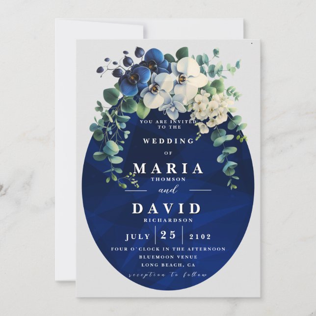 Invitation Navy Blue Botanical Floral Edit (Devant)