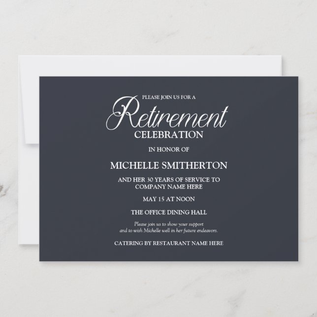 Invitation Navy Blue Elegant Simple Retirement Party (Devant)