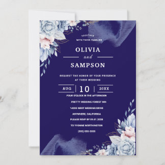 Invitation Navy blue elegant wedding