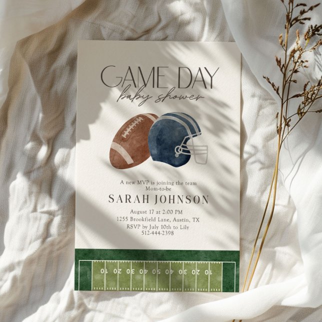 Invitation Navy Blue Game Day Football Baby Shower (Créateur téléchargé)