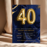 Invitation Navy Blue Gold Glitter Surprise 40th Birthday<br><div class="desc">Navy blue and gold glitters surprise 40th birthday party invitation. Elegant modern design featuring royal blue gradient background,  faux glitter gold and typography script font. Trendy invite card perfect for a stylish women's bday celebration. Printed Zazzle invitations or instant download digital printable template</div>