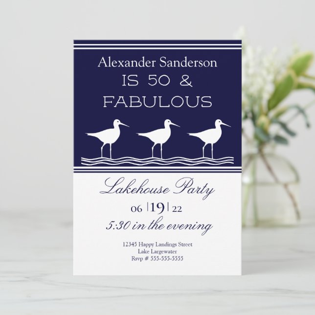 Invitation Navy Blue Lakehouse 50 et fabuleuse fête d'anniver (Debout devant)