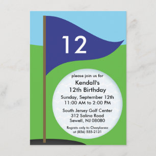 Invitation Navy Blue Let's Bogie Mini Golf Birthday Party