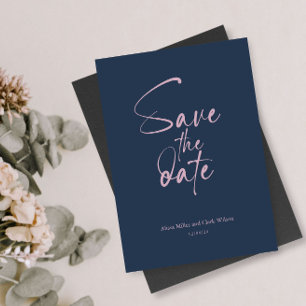 Invitation Navy Blue Minimalist Bold Enregistrer Le Script Da