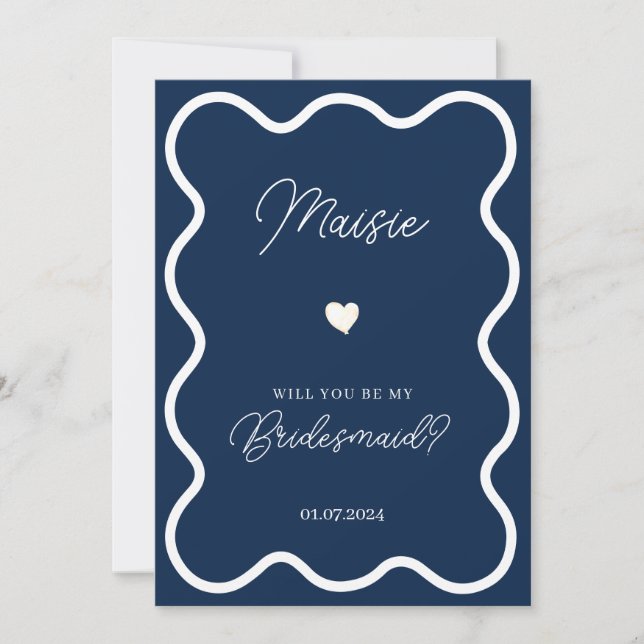 Invitation navy blue ondulé serez-vous ma proposition de demo (Devant)