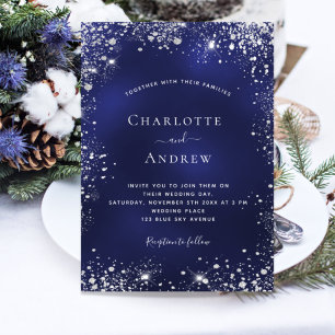 Invitation Navy blue silver glitter