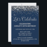 Invitation Navy Blue & Silver Glitter 50th Birthday Party<br><div class="desc">Custom Glitter Invite Customized Bling,  50th Birthday Party invitation Fifty,  Let's celebrate digital Any Age,  Instant download Fifty Sixty Fifth,  Personalized 50th 60th Fiftieth Sixtieth,  Elegant Milestone template Golden Glam,  Custom 50 60 Personalised Confetti,  Adult Calligraphy Modern Stylish script,  Chic trendy simple for her,  Bling 55th 65th 45th celebration</div>