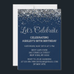 Invitation Navy Blue & Silver Glitter 50th Birthday Party<br><div class="desc">Custom Glitter Invite Customized Bling,  50th Birthday Party invitation Fifty,  Let's celebrate digital Any Age,  Instant download Fifty Sixty Fifth,  Personalized 50th 60th Fiftieth Sixtieth,  Elegant Milestone template Golden Glam,  Custom 50 60 Personalised Confetti,  Adult Calligraphy Modern Stylish script,  Chic trendy simple for her,  Bling 55th 65th 45th celebration</div>