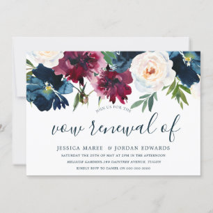 Invitation Navy Bourgogne Rouge Bourgogne Floral renouvelleme