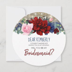 Invitation Navy Burgundy Blush Serez-Vous Ma Femme D'Accueil