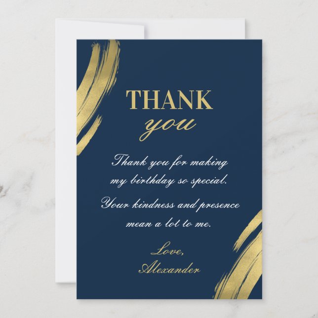 Invitation Navy chic et élégant doré pour l'anniversaire (Devant)