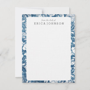 Invitation Navy et White Denim Damask Shabby Chic Imprimer