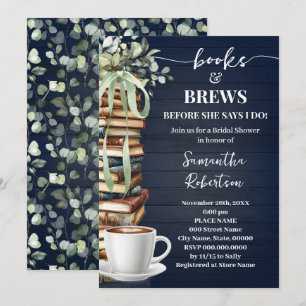 Invitation Navy Eucalyptus Livres & Boissons Coffee Baby Show