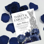 Invitation Navy Flowers & Silver Diamond Dress 30th Birthday<br><div class="desc">Navy Flowers & Silver Diamond Dress 30th Birthday Invite

See matching collection in Niche and Nest Store</div>