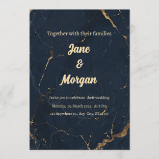 Invitation Navy Gold Marble Invite