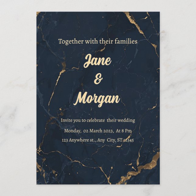 Invitation Navy Gold Marble Invite (Devant)
