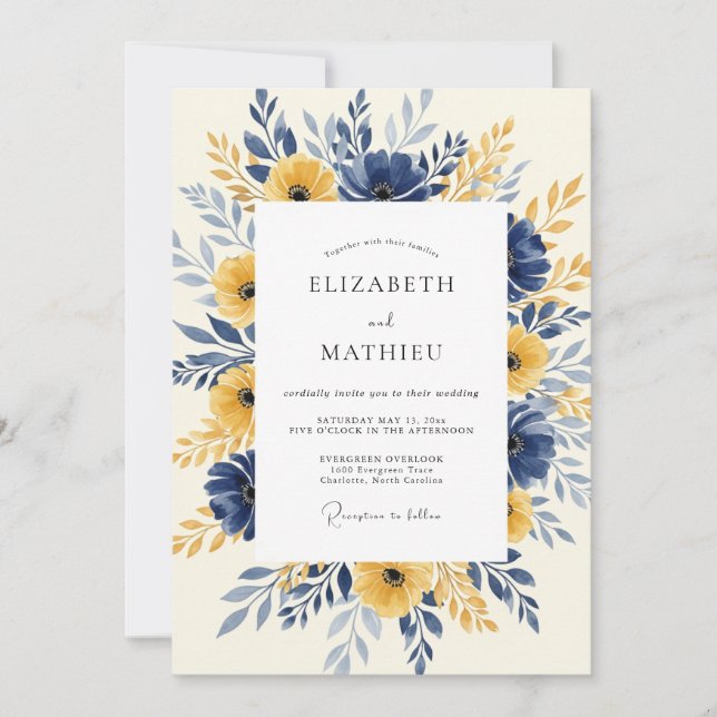 Invitation Navy Mustard Radiant Spring Wedding (Devant)