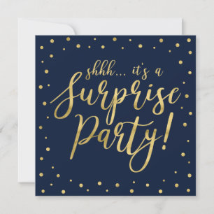 Invitation Navy & Or   Fête de retraite moderne et surprise